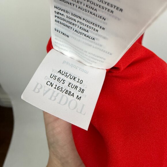 NWT Bardot Satin Cowl Neck Sleeveless Midi Dress Fire Red Size 6 Small - Picture 11 of 12